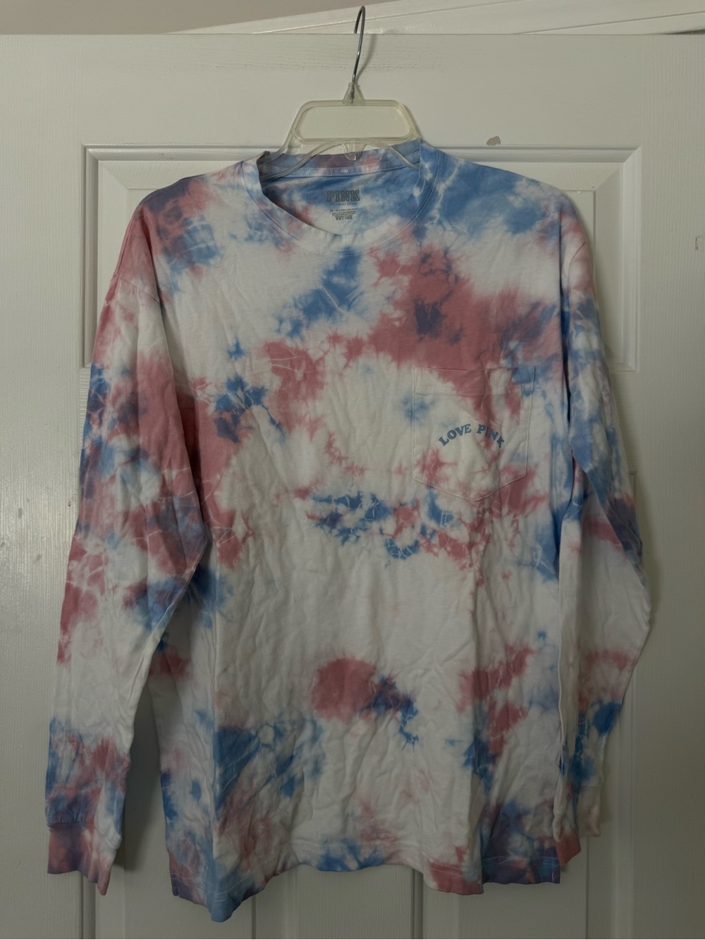 PINK Victorias Secret Love Pink Tie-Dye Long Sleeve Campus Tee
